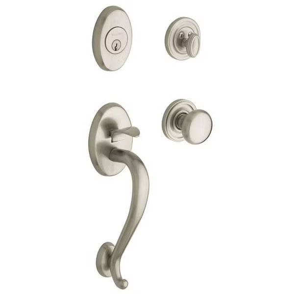 Double Cylinder Entry Handlesets Lifetime Satin Nickel, BALDWIN ESTATE, Mfr# 85315.056.LDBL